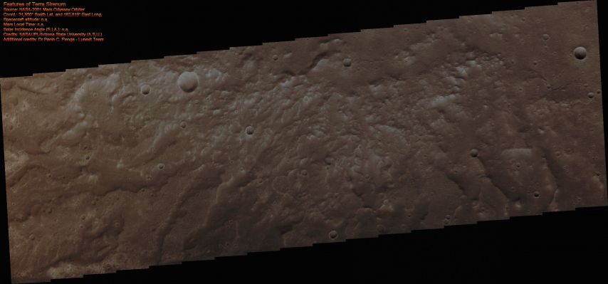 Features of Terra Sirenum (Natural Colors; credits for the additional process. and color.: Dr Paolo C. Fienga - Lunexit Team)
nessun commento
Parole chiave: Mars from orbit - Terra Sirenum Region