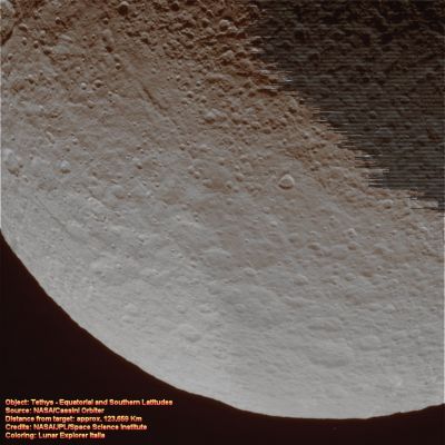 The cratered Lands of Tethys (1)
nessun commento
Parole chiave: Saturn's Moons - Tethys