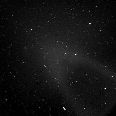 The tenuous E-Ring of Saturn (RAW frame)
Caption NASA:"W00051101.jpg was taken on November 12, 2008 and received on Earth November 13, 2008. The camera was pointing toward SATURN's E-RING that, at the time, was approx. 1.234.847 Km away.
The image was taken using the CL1 and BL1 filters". 

Nota Lunexit: in questo frame potete osservare una serie impressionante di image-artifacts (noise, per lo più, come spesso si vede nei frames CASSINI).
Parole chiave: Saturn's Rings - The "E-Ring"