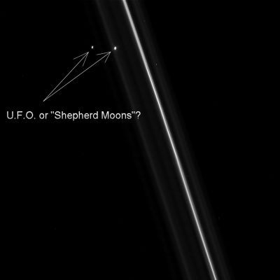 More UFO's in the Space of Saturn?
Caption NASA:"N00124198.jpg was taken on November 16, 2008 and received on Earth November 17, 2008. The camera was pointing toward SATURN-RINGS that, at the time, were approx. 387.642 Km away, and the image was taken using the CL1 and CL2 filters. This image has not been validated or calibrated". 
Parole chiave: Controversial Frame