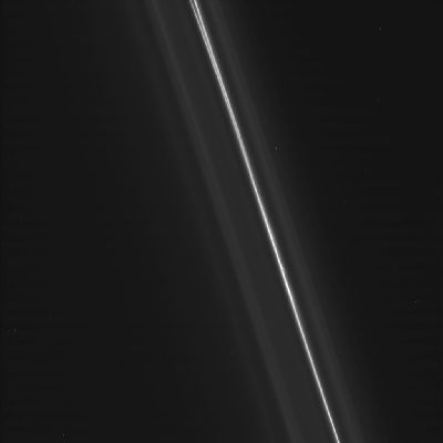 Another UFO in the Space of Saturn? (GIF-Movie; credits: Dr G. Barca)
Questo GIF-Movie costituisce una (bella!) risposta del Dr Barca al quesito posto in sede di commento ai frames che potrebbero raffigurare un OVNI che sfreccia nello Spazio di Saturno, a ridosso del suo Anello "F": osservate la traiettoria dell'oggetto.

Essa è palesemente iperbolica (nota: "...in Astrodinamica ed in Meccanica Celeste una Traiettoria Iperbolica è un'orbita con eccentricità maggiore di 1. Sotto le ipotesi standard, un corpo che viaggia lungo una Traiettoria Iperbolica arriverà all'infinito con una Velocità Orbitale (detta anche Velocità d'Eccesso Iperbolica, Eccesso Iperbolico o Terza Velocità Cosmica), rispetto al Corpo Centrale, non nulla (ricorda: la Velocità Orbitale di un Corpo Celeste, generalmente un pianeta, un satellite naturale, un satellite artificiale o una stella parte di un sistema multiplo, è la velocità con cui esso orbita attorno al Baricentro del Sistema - ed in genere attorno ad un corpo con massa maggiore. Il termine può riferirsi sia alla Velocità Orbitale Media (misurata su un'intera orbita), sia alla Velocità Istantanea in un certo punto dell'orbita). 
Analogamente alle Traiettorie Paraboliche, quelle Iperboliche sono Orbite di Fuga e l'energia specifica di una Traiettoria Iperbolica è positiva...") e quindi - come ben spiegato dalla definizione estrapolata da Wikipedia - del tutto incoerente rispetto alle orbite e traiettorie (dette "Stazionarie") proprie dei satelliti (naturali e non) di un Corpo Celeste.

E questo è un PRIMO elemento che ci porta ad escludere l'eventualità che il Corpo Anomalo in transito sia una Luna Saturniana...Altre idee?
Parole chiave: GIF-Movie