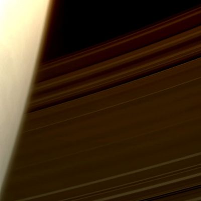 The C-Ring and the Upper Atmosphere of Saturn (MULTISPECTRUM-2; credits: Lunexit)
Caption NASA:"Saturn's C-Ring emerges from behind the Planet's hazy limb. This view looks toward the sunlit side of the Rings from about 15° below the Ring-Plane. 

The image was taken in visible light with the Cassini Spacecraft narrow-angle camera on June 17, 2008. The view was obtained at a distance of approx. 937.000 Km (such as about 582.000 miles) from Saturn. 
Image scale is roughly 5 Km (a little more than 3 miles) per pixel".
Parole chiave: Saturn's Rings - The C-Ring