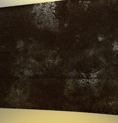 New Wrinkles on Titan (Colorization made on Radar Image - credits: Dr Paolo C. Fienga - Lunexit Team)
In this Synthetic Aperture Radar (SAR) image obtained by NASA's Cassini Spacecraft, two generally similar features, upper center and lower right, appear to be low Mountains with Grooves running roughly in the up-down direction. 
A set of straight lines are also visible at lower left. 
But what made the Grooves? 

Grooves can result from forces that originate from within a planet - including forces that pull the Crust of a planet apart and cracks produced by melt intruding into the Crust. 
They can also come from external forces like wind or rainfall, which produces river channels that can cut down through layers of rock. 
All of these produce grooves on Earth's Surface, and may also be at work on Titan. 

Another intriguing thing about this image is that in this image the "light" (actually the radar illumination) comes from the top. With this kind of illumination, the upper side of these mountains should be bright because they face the illumination, but the left side of the upper-center feature and the right side of the lower feature are bright. The brightness indicates that there is a different material in these areas, and the Grooves exist in both dark and light materials. 

The Titan Radar Mapper acquired this image at 41° North Latitude and 213° West Longitude on December 28, 2009. 

The image measures approx. 250 Km (about 160 miles) high and approx. 285 Km (about 180 miles) wide, with resolution of roughly 350 meters (1100 feet) per pixel. North is on the left, and the image is illuminated from the top. 
The S.I.A. varies from 11 to 25°. 

Two dark horizontal lines that run across the middle of the image show the joints between individual radar beams and are not features on the Titan Surface.
Parole chiave: Titan