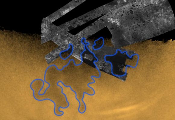 Kraken Mare (the Map)
Kraken Mare is - so far - the largest known body of liquid on the Surface of Titan. 
It was discovered in 2007 by the Cassini Probe and was so named in 2008 after the Kraken, a legendary sea monster. Kraken Mare is believed to be the largest of numerous seas and lakes in Titan's North Polar Region. 
It should be a sea of Hydrocarbons whose discovery was further confirmed by Radar Imagery. Only a portion of the Kraken Sea has been imaged by radar, but its wider extent is indicated in Visible Light images that indicate a larger expanse. Kraken Mare is believed to be similar in size to the Caspian Sea. An island in the sea is named Mayda Insula.
As part of the proposed "Titan/Saturn System Mission", a probe would splash down on Kraken Mare in order to study and scrutinize its composition, depth and numerous other properties.

Nota Lunexit: "...and numerous other properties...". Quali??? Lifeforms living into it, maybe???...
Parole chiave: Titan