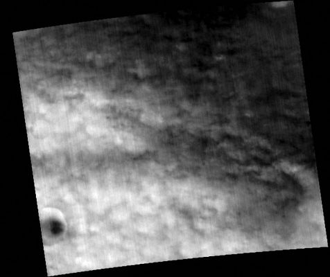 Clouds over Vastitas Borealis
Longitude of image center: 28,49° West
Latitude of image center: 66,63° North
Scaled pixel width: 267,40 meters
Scaled image width: 130,20 Km
Scaled image height: 114,41 Km
Solar Longitude (Ls): 172,30°
Local True Solar Time: 14,29 decimal hours
Emission Angle: 3,68°
Incidence Angle: 67,74°
Phase Angle: 65,30°
North Azimuth: 96,31°
Sun Azimuth: 313,92°
Spacecraft Altitude: 427,87 Km
Slant Distance: 428,66 Km
Parole chiave: Mars from orbit - Vastitas Borealis Region