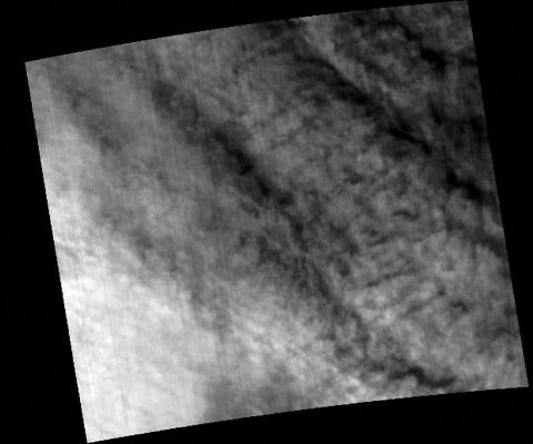 Thick Cloud-Front over Vastitas Borealis
Longitude of image center: 23,58° West
Latitude of image center: 71,21° North
Scaled pixel width: 268,79 meters
Scaled image width: 130,93 Km
Scaled image height: 114,11 Km
Solar Longitude (Ls): 181,47°
Local True Solar Time: 14,20 decimal hours
Emission Angle: 3,73°
Incidence Angle: 74,99°
Phase Angle: 72,60°
North Azimuth: 97,66°
Sun Azimuth: 312,21°
Spacecraft Altitude: 430,36 Km
Slant Distance: 431,17 Km
Parole chiave: Mars from orbit - Vastitas Borealis Region