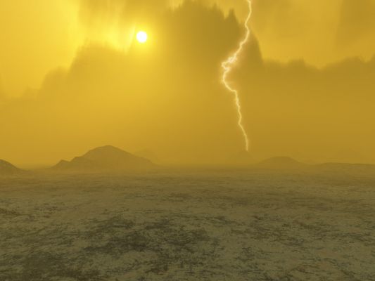 Venusian Lightnings
Caption ESA:"This artist’s concept of Venus, dated 2006, suggests the presence of lightning in the atmosphere". 
Parole chiave: Artistic Interpretations of the Solar System