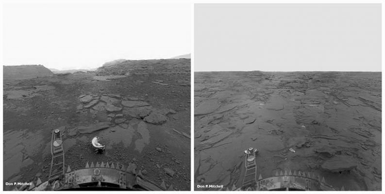 Terra Incognita (Additional Credits: Don P. Mitchell - perspective visualization)
Frame Sx ---> Venera 13; Frame Dx ---> Venera 14
Parole chiave: Venus from the Surface
