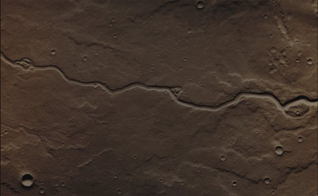 Volcanic River (2 - Natural Colors; credits for the additional process. and color.: Dr Paolo C. Fienga - Lunexit Team)
Image information: VIS instrument;
Latitude: 13,9° North;
Longitude: 145,8° East;
Resolution: 18 meter/pixel.
Parole chiave: Mars from orbit - Channels - Lava Channel