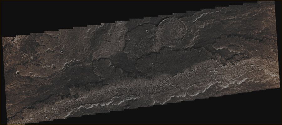 Arsia Mons' Flows (Enhanced Absolute Natural Colors; credits for the additoonal process. and color.: Dr Paolo C. Fienga - Lunexit Team)
Orbit Number: 43609 
Latitude: 20,655° South 
Longitude: 241,169° East 
Instrument: VIS 
Captured: October, 14th, 2011
Parole chiave: Mars from orbit - Volcanic Features - Lava Flows and Channels