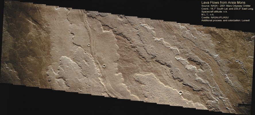 Lava Flows from Arsia Mons (Enhanced and Saturated Absolute Natural Colors; credits for the additional process. and color.: Dr Paolo C. Fienga - Lunexit Team)
nessun commento
Parole chiave: Mars from orbit - Volcanic Features - Lava Flows