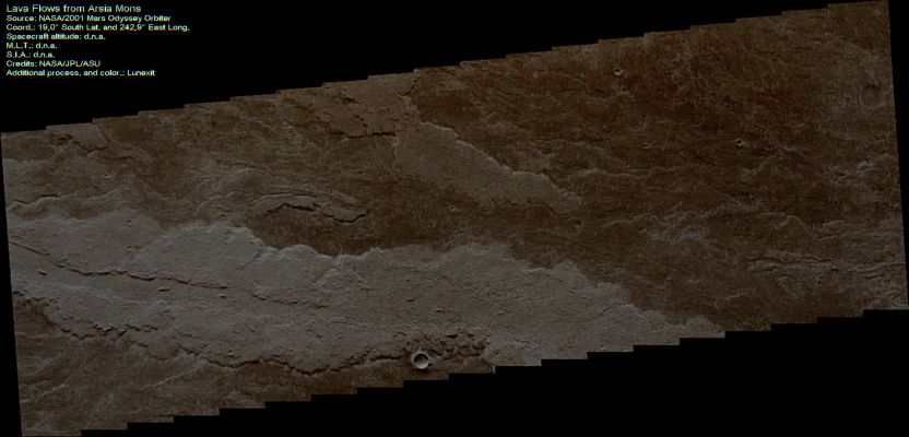 Lava Flows (False Colors; credits: Lunexit)
nessun commento
Parole chiave: Mars from orbit - Volcanic Features - Lava Flows