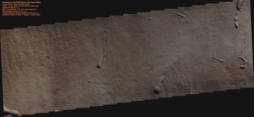Features of the N/W Flank of Ascraeus Mons (Absolute Natural Colors; credits for the additional process. and color: Dr Paolo C. Fienga - Lunexit Team)
nessun commento
Parole chiave: Mars from orbit - Volcanoes - Ascraeus Mons