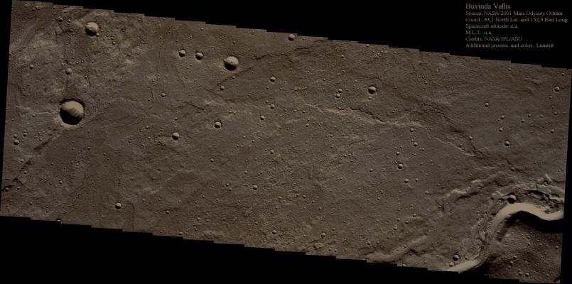 Buvinda Vallis (Absolute Natural Colors; credits for the additional process. and color.: Dr Paolo C. Fienga - Lunexit Team)
nessun commento
Parole chiave: Mars from orbit - Volcanic Regions - Proximities of Hecates Tholus