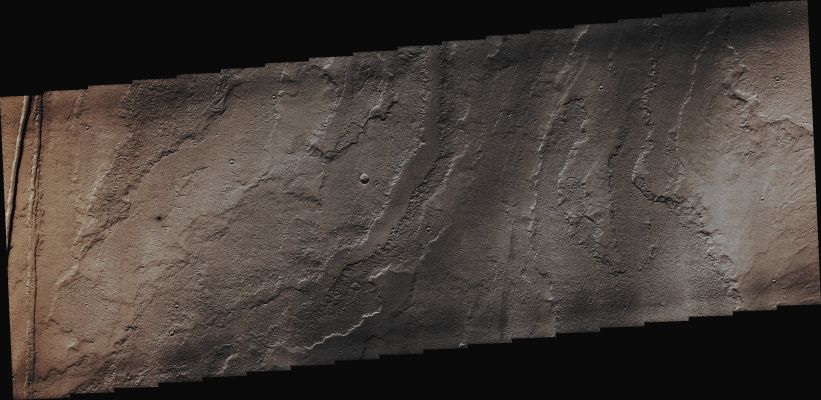 Lava Fields between Echus Chasma and Tharsis (Slightly Saturated Absolute Natural Colors; credits for the additional process. and color.: Dr Paolo C. Fienga - Lunexit Team)
Orbit Number: 44743 
Latitude: 11,6303° North 
Longitude: 276,1480° East 
Instrument: VIS 
Captured: January, 15th, 2012
Mars Local Solar Time: 09:59 (Middle Morning Hours)


Parole chiave: Mars from orbit - Volcanic Features - Lava Flows - Tharsis Region