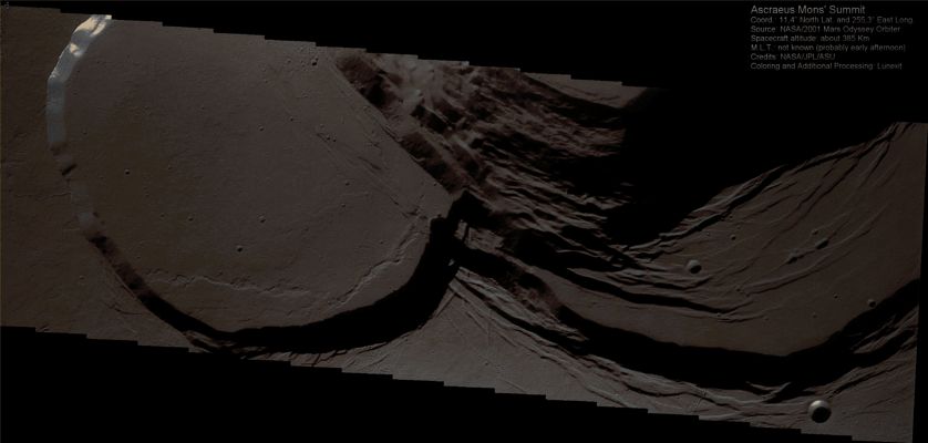 The Layered Walls of Ascraeus Caldera (Absolute Natural Colors; credits for the additional process. and color.: Dr Paolo C. Fienga - Lunexit Team)
nessun commento
Parole chiave: Mars from orbit - Volcanoes - Acraeus Mons