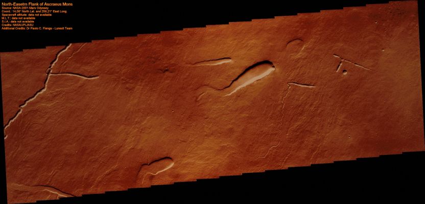 Part of the N/W Flank of Ascraeus Mons (Extremely Enhanced and Saturated Absolute Natural Colors; credits for the additional process. and color.: Dr Paolo C. Fienga - Lunexit Team)
nessun commento
Parole chiave: Mars from orbit - Volcanoes - Ascraeus Mons