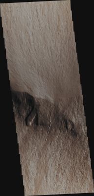 Olympus Rupes (Enhanced and Saturated Absolute Natural Colors; credits for the additional process. and color: Dr Paolo C. Fienga - Lunexit Team)
This VIS image shows lava flows that cover the steep embankment called Olympus Rupes on the margin of Olympus Mons.

Orbit Number: 45294 
Latitude: 13,9548° North 
Longitude: 227,275° East
Instrument: VIS 
Captured: February, 29th, 2012
Mars Local Solar Time: 18:02 (Middle Afternoon)

Parole chiave: Mars from orbit - Volcanoes - Olympus Mons