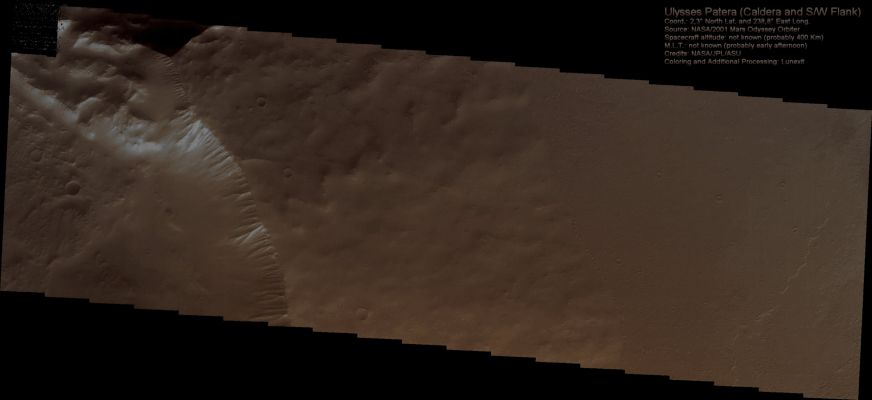 Ulysses Patera (Absolute Natural Colors; credits for the additional process. and color.: Dr Paolo C. Fienga - Lunexit Team)
nessun commento
Parole chiave: Mars from orbit - Volcanoes - Ulysses Patera