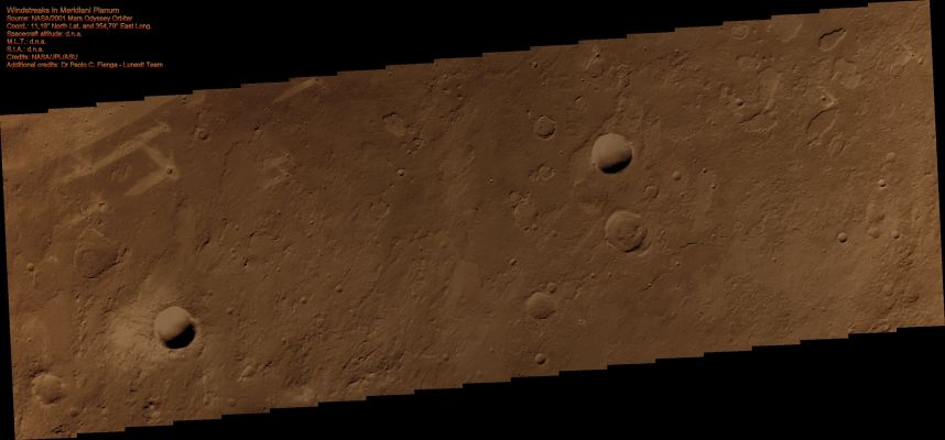 Windstreaks in Meridiani Planum (Natural Colors; credits: Dr Paolo C. Fienga - Lunexit Team)
nessun commento
Parole chiave: Mars from orbit - Windstreaks
