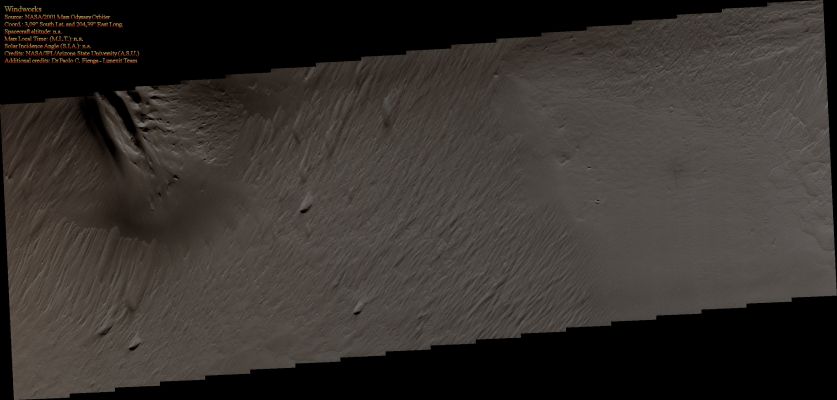 Windworks (Natural Colors; credits for the additional process. and color.: Dr Paolo C. Fienga)
nessun commento
Parole chiave: Mars from orbit - Aeolian Features