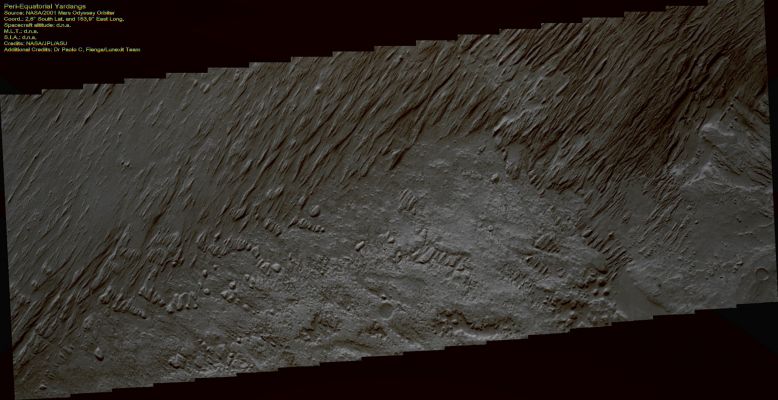 Yardangs in Zephyria Planum (Absolute Natural Colors; credits: Dr Paolo C. Fienga - Lunexit Team)
nessun commento
Parole chiave: Mars from orbit - Eolian Features - Yardangs