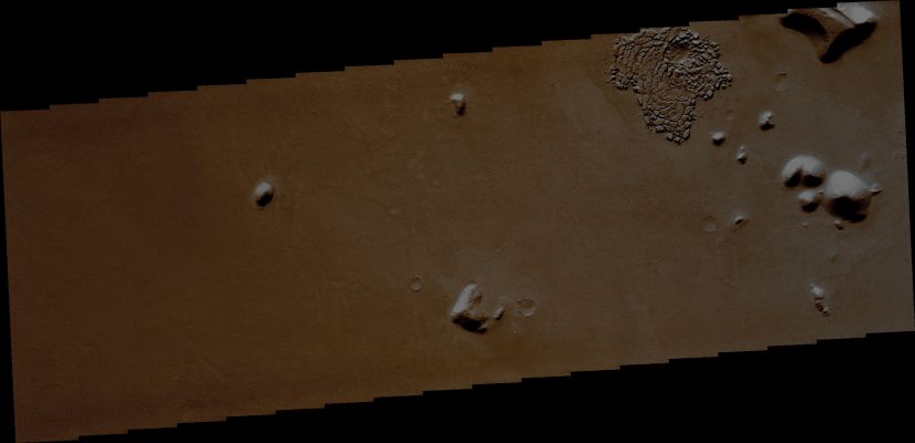 Possible unusually-looking Yardangs (Natural Colors; credits for the additional process. and color.: Dr Paolo C. Fienga - Lunexit Team)
Orbit Number: 38919 
Latitude (centered): 7,7213°
Longitude (East): 148,828°
Instrument: VIS 
Captured: September, 22nd, 2010
Mars Local Time: 22:33 (late evening hours)
Parole chiave: Mars from orbit - Yardangs