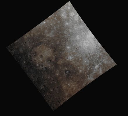 Rembrandt Crater (Absolute Natural Colors; credits for the additional process. and color.: Dr Paolo C. Fienga - Lunexit Team)
Date acquired: July, 11th, 2011
Image Mission Elapsed Time (MET): 218833662, 218833682, 218833666
Image ID: 489008 , 489013, 489009
Instrument: Wide Angle Camera (WAC) of the Mercury Dual Imaging System (MDIS)
WAC filter: 9 (1000 nanometers), 7 (750 nanometers), 6 (433 nanometers) as red-green-blue
Center Latitude: 34,67° South
Center Longitude: 100,4° East
Resolution: 1853 meters/pixel
Scale: Rembrandt Basin has a diameter of about 716 Km (approx. 445 miles)
Solar Incidence Angle: 50,5°
Emission Angle: 0,4°
Phase Angle: 50,5°
Parole chiave: Mercury from orbit - Craters - Rembrandt Crater