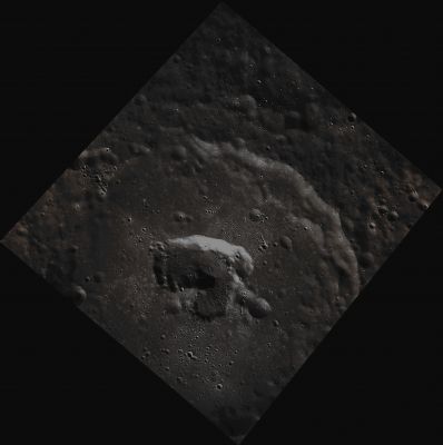 To Ngoc Van (CTX Frame - Absolute Natural Colors; credits for the additional process. and color.: Dr Paolo C. Fienga/Lunar Explorer Italia/Italian Planetary Foundation)
In this beautiful view obtained by the NASA - MESSENGER Spacecraft on November, 8, 2011, we can see, once again, prominent, near the center of the degraded Impact Crater To Ngoc Van, an interesting (and really irregularly shaped) Collapse Pit (approx. 20 Km - such as about 12,42 miles - across). As a matter of fact, many samples of Impact Craters with one (or more) Collapse Pit/s located on their Floors, have already been identified across the Mercurian Surface and - most likely - they all formed as a consequence of (extremely ancient) phenomena of Explosive Volcanism.

Date acquired: November, 8th, 2011
Image Mission Elapsed Time (MET): 229277972
Image ID: 988708
Instrument: Wide Angle Camera (WAC) of the Mercury Dual Imaging System (MDIS)
Center Latitude: 52,89° North
Center Longitude: 248,60° East
Solar Incidence Angle: 60,3° (meaning that the Sun, at the time that the picture was taken, was about 29,7° above the imaged Local Mercurian Horizon)
Emission Angle: 23,0°
Sun-Mercury-Messenger (or "Phase") Angle: 83,4°

This picture (which is an Original NASA - MESSENGER Spacecraft's b/w and Map-Projected image published on the NASA - Planetary Photojournal with the ID n. PIA 15201) has been additionally processed, contrast enhanced, Gamma corrected, magnified to aid the visibility of the details and then colorized in Absolute Natural Colors (such as the colors that a human eye would actually perceive if someone were onboard the NASA - MESSENGER Spacecraft and then looked outside, towards the Surface of Mercury), by using an original technique created - and, in time, dramatically improved - by the Lunar Explorer Italia Team. Different colors, as well as different shades of the same color, mean, among other things, the existence of different Elements (Minerals) present on the Surface of Mercury, each having a different Albedo (---> Reflectivity) and Chemical Composition.
Parole chiave: Mercury from orbit - Craters - To Ngoc Van Crater