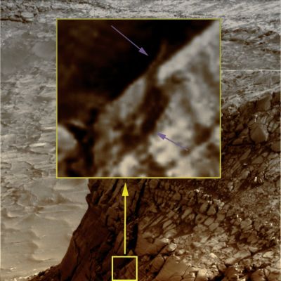 Unusually-looking "Surface Detail" on Victoria's Inner Rim (by Ivana Tognoloni)
Ancora una volta dalla nostra sempre più brava ed attenta Amica, Ivana Tognoloni, un nuovo e decisamente bizzarro rilievo che caratterizza l'Inner Rim del Cratere Victoria. 

Osservate il dettaglio nel riquadro giallo, in basso, e poi nell'inset magnificato: la nostra sensazione è che si possa trattare di una sorta di "arbusto" o una "radice aerea", se volete. La porzione superiore del rilievo, infati, è "rivolta" verso l'alto, mentre il resto del particolare sembra essere letteralmente "aggrappato" alle rocce che formano la parete interna di Victoria. 

La colorizzazione in Colori Naturali del frame evidenzia la circostanza per cui il dettaglio ha lo stesso colore dei depositi di polveri sottili che giacciono negli interstizi delle "mattonelle" che rivestono l'Inner Rim di Victoria, e qusta circostanza ci porta a dedurre che il dettaglio, qualunque cosa sia, è un qualcosa che "risiede abitualmente" all'aperto. 

In ogni caso, ci preme sottolineare che la circostanza per cui possa trattarsi di un semplice - ancorchè bizzarro nelle forme - agglomerato "ad albero" di polveri e detriti è vanificata dalla posizione del suo lembo superiore (che, ripetiamo, si protende verso l'alto e quindi, probabilmente, ruota e si appoggia ad altre rocce che si trovano dietro l'ansa formata dall'Inner Rim di Victoria - rocce nascoste alla nostra visuale - e su cui insiste il particolare stesso): un elemento fattuale, questo, che nullifica l'ipotesi secondo cui si potrebbe trattare di una curiosa formazione geologica naturale esclusivamente costituita da polveri e detriti - di varia natura, forma e dimensione - aggregati e solidificati).

La nostra opinione? E' una "Martian Oddity", l'ennesima: affascinante e non spiegabile sic et simpliciter. Che poi si tratti di una Forma Animale o Vegetale...Beh, questo non ci è dato saperlo. 

Per ora...

Complimenti, come sempre, alla nostra Ivana!
Parole chiave: Martian Surface - Extremely Controversia Surface Feature - "Root"