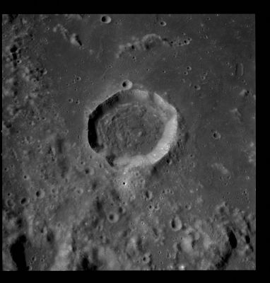 AS 17-150-23061 -  Vitruvius Crater (additional process. by Dr Paolo C. Fienga - Lunexit Team)
Coord.: 18,1° North Lat. and 31,3° East Long. 
Parole chiave: The Moon from orbit - Craters - Vitruvius