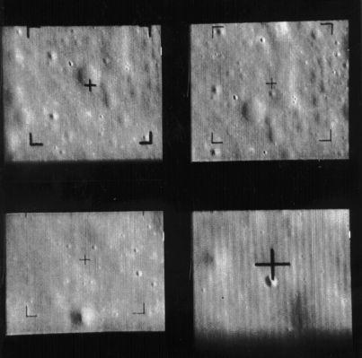 The Moon from Ranger-8: Mare Tranquillitatis (8)
Caption NASA:"These four images were the first taken by the Ranger 8 P-series cameras. The images are ordered (clockwise from upper left) P3, P4, P2, P1. The P3 and P4 cameras had 6,3° fields of view (~135 Km across) and show 164-Km-diameter Ptolemaeus Crater to the right and the Davy Crater Chain, a white line running S-WW to N-EE at left middle in P3 and lower left in P4. The P1 and P2 cameras had 2,1° fields of view (45 Km across). P1 shows a close-up of the crater Davy Y at the upper right. Image P2 shows the area just East of P1. North is up for all images (Ranger 8, P001)".
Parole chiave: The Moon