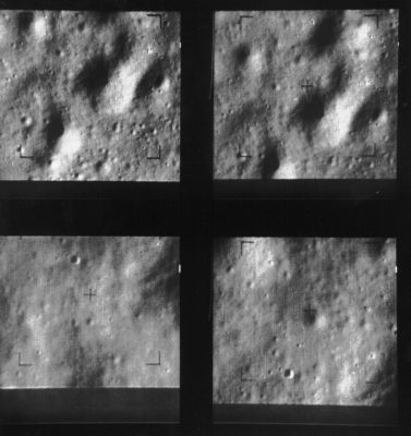 The Moon from Ranger-9: Alphonsus Crater (7)
Caption NASA:"Four images of the floor of Alphonsus crater taken by the Ranger 9 P-series cameras about 10 seconds before impact on 24 March 1965. The images are ordered by camera (clockwise from upper left) P3, P4, P2, P1. Image P3 was taken from a distance of 25,5 Km and is about 2,9 Km across. P4 was taken from 24,4 Km and extends about 2,8 Km. Image P1 is about 1,1 Km across and was taken from 25,9 Km. Image P2, taken from a distance of 24,7 Km, is about 1 Km across (Ranger 9, P001)".
Parole chiave: The Moon